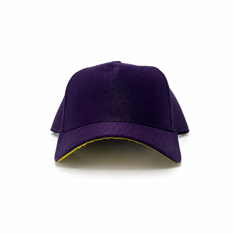 Boné Americano Liso Roxo com Detalhe Amarelo