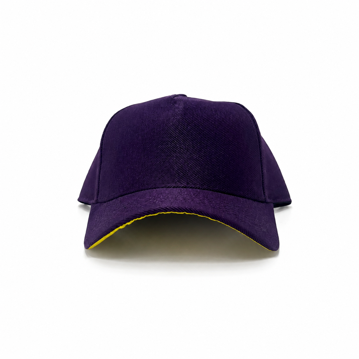 Boné Americano Liso Roxo com Detalhe Amarelo