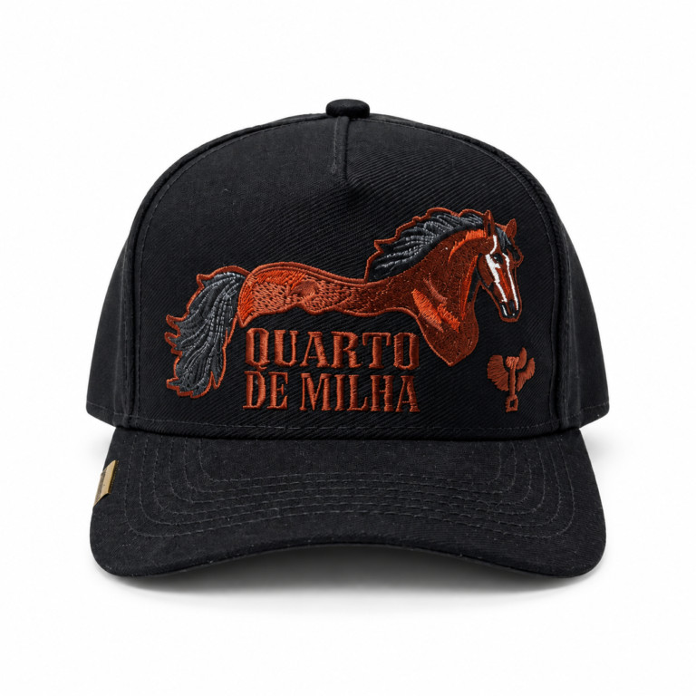 Boné Quarto de Milha Preto com Bordado Laranja