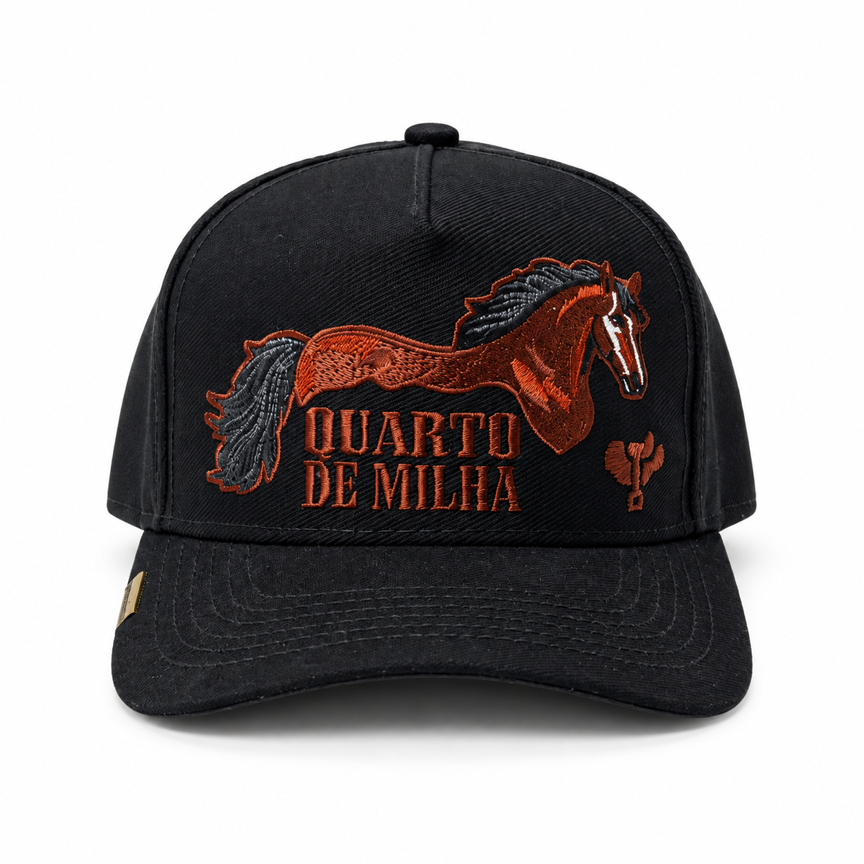 Boné Quarto de Milha Preto com Bordado Laranja