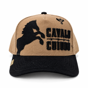 Boné Cavalo Crioulo Bege com Aba Preta