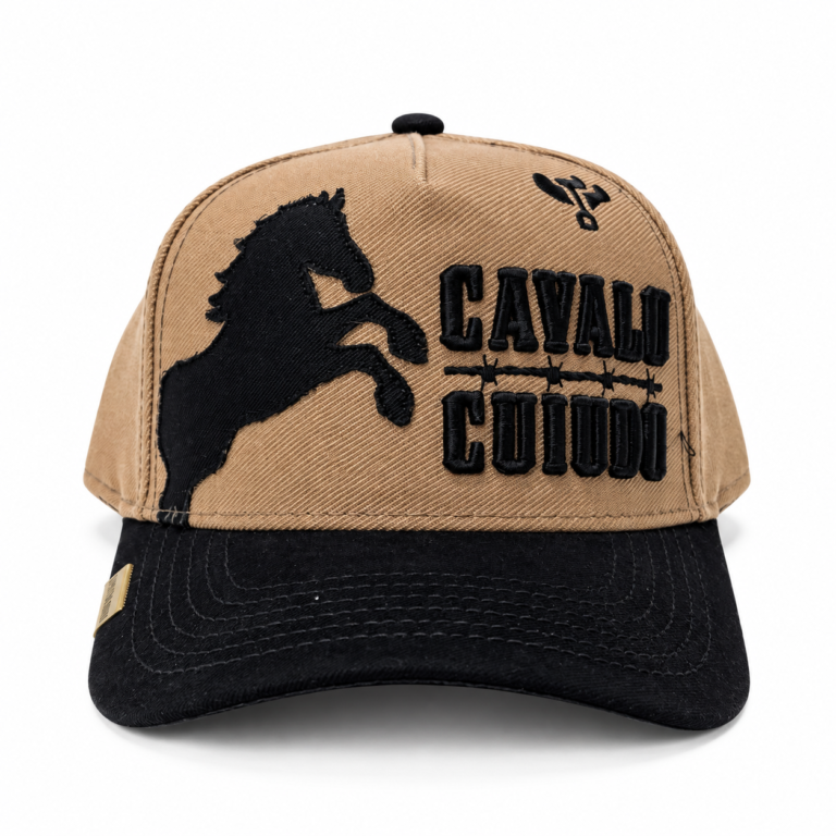 Boné Cavalo Crioulo Bege com Aba Preta