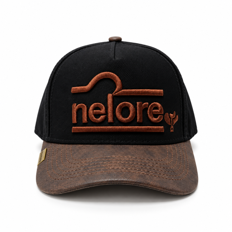 Boné Nelore Preto com Aba Marrom