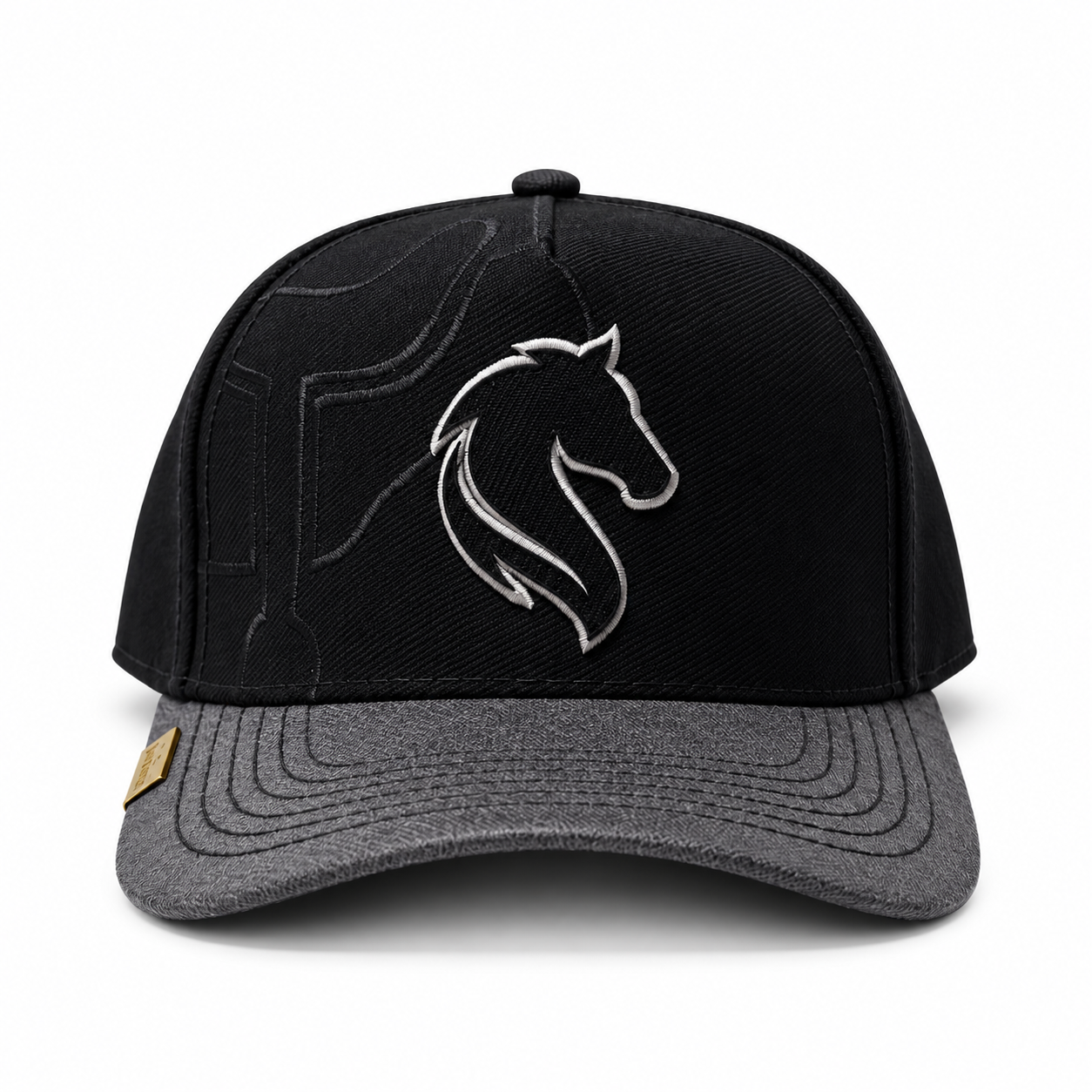 Boné Cavalo Preto com Aba Cinza